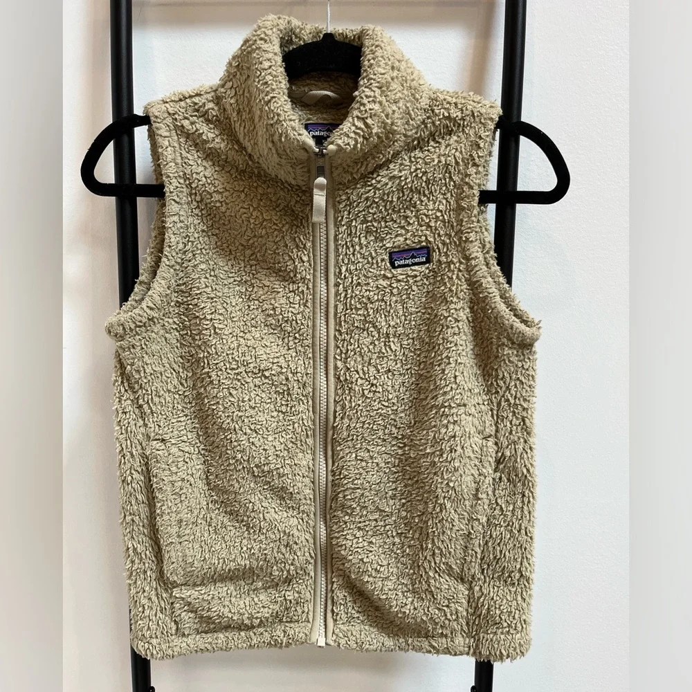 Patagonia Los Gatos Cream Vest Full Zipper Polyester Kids Size XL